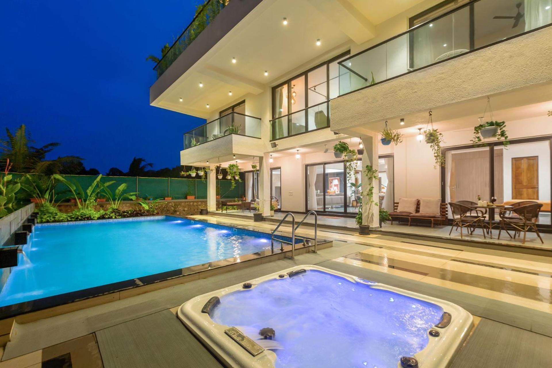 Villa Sereno By Stayvista - An Elegant And Entertaining Retreat Featuring A Swimming Pool, Outdoor Jacuzzi, Modern Interiors, And A Snooker Table Alībāg Extérieur photo